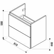 Koupelnová skříňka pod umyvadlo Jika Mio-N 61x44,5x59 cm. Technický nákres 