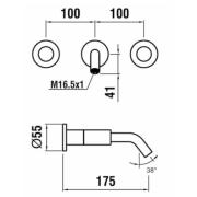 Umyvadlová baterie Laufen KARTELL BY LAUFEN bez podomítkového tělesa chrom H3123360041201. technický nákres&nbsp;