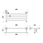 Držák ručníků WF Provence chrom SIKODWFL31. Technický nákres&nbsp;