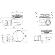 Vaničkový sifon Nicoll Turboflow 90 mm 54 l/min ETURBO90. Technický nákres&nbsp;