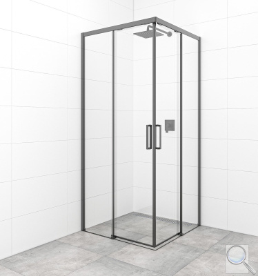 Sprchový kout čtverec 80x80 cm, 90x90 cm, 100x100 cm, bezbariérový vstup, černá SAT TEX BB. 