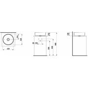 Umyvadlo na desku Laufen Kartell By Laufen 42x42 cm bez otvoru pro baterii, bez přepadu H8123310001121. technický nákres&nbsp;