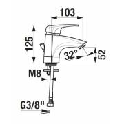 Umyvadlová baterie Jika Deep bez výpusti chrom H3111U10041191. Technický nákres&nbsp;