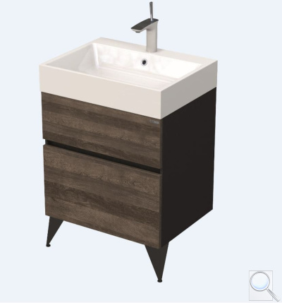 Koupelnová skříňka pod umyvadlo Naturel Luxe 60x56x46 cm černá břidlice/dřevo lesk LUXE60CDLBU. černá břidlice/dřevo lesk