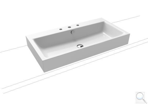 Umyvadlo na desku Kaldewei Puro 3158 90x46 cm alpská bílá tři otvory pro baterii 900806033001. obr. 1