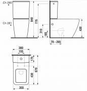 WC kombi, pouze mísa Jika Pure vario odpad H8244260002311 (technický nákres)