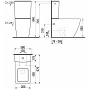 WC kombi, pouze mísa Jika Pure vario odpad H8244260002311. technický nákres 