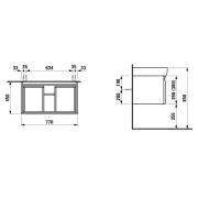 Koupelnová skříňka pod umyvadlo Laufen Pro 77x45x39 cm bílá lesk H4830620954751. Technický nákres 