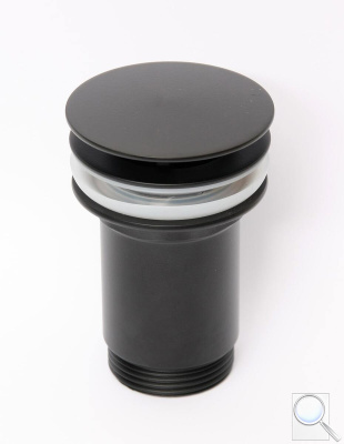 Výpust umyvadlová průtočná Alcaplast 5/4" celokovová, velká zátka, černá A396Black. obr. 1