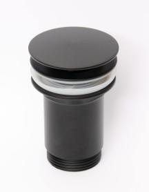 Výpust umyvadlová průtočná Alcaplast 5/4" celokovová, velká zátka, černá A396Black