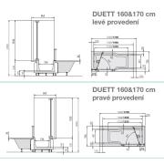 Vana s dvířky Artweger Duett akrylát pravá nebo levá. Technický nákres 2&nbsp;