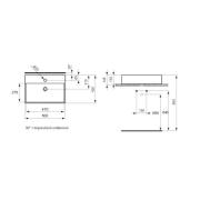 Umyvadlo na desku Ideal Standard Strada 50x42 cm otvor pro baterii uprostřed K081601. technický nákres 