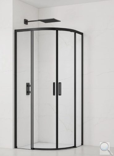 Sprchový kout čtvrtkruh 80x80 cm, 90x90 cm, 100x100 cm, bezbariérový vstup, černá SAT TEX BB. 