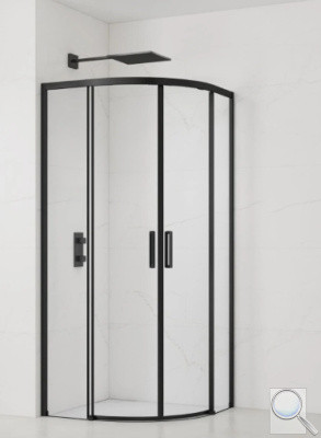 Sprchový kout čtvrtkruh 80x80 cm, 90x90 cm, 100x100 cm, bezbariérový vstup, černá SAT TEX BB. 