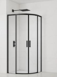 Sprchový kout čtvrtkruh 80x80 cm, 90x90 cm, 100x100 cm, bezbariérový vstup, černá SAT TEX BB