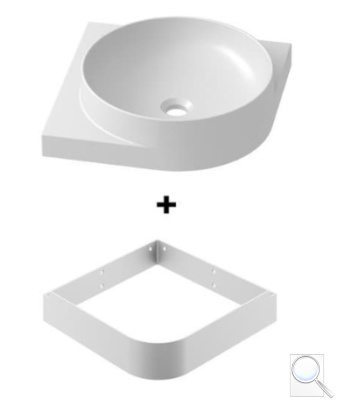 Umyvadlo Ravak Yard 45x45 cm s bílou konzolí X000001676. obr. 1