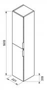 Koupelnová skříňka vysoká Jika Tigo N 32,1x31,9x161,8 cm jasan H43J2122305141 (Technický nákres)