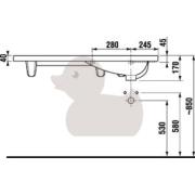 Nábytkové umyvadlo Jika Tigo 100x38,5 cm otvor pro baterii vpravo H8122190001061. Technický nákres 1 