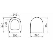 WC sedátko VitrA Sento duroplast bílá RN030SQR. Technický nákres 