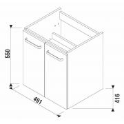 Koupelnová skříňka pod umyvadlo Jika Lyra Plus Viva 49x41,6x55 cm bílá H40J3932003001 (Technický nákres)