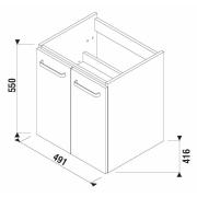 Koupelnová skříňka pod umyvadlo Jika Lyra Plus Viva 49x41,6x55 cm bílá H40J3932003001. Technický nákres 
