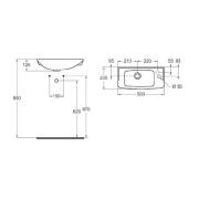 Umyvadlo Ideal Standard Eurovit 50x23,5 cm bez otvoru pro baterii R421001. technický nákres 