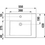 Koupelnová skříňka s umyvadlem Jika Cube 55x43x62,2 cm dub tmavý H4536111763021 (Technický nákres 1)