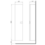 Koupelnová skříňka vysoká Kolo Twins 35x27,5x180 cm bílá lesk 88460000. Technický nákres 