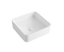 Umyvadlo na desku SAT Project bílá lesk 37x37 cm bez otvoru na baterii SATUMPRO3737S