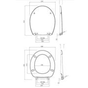 WC sedátko softclose Kolo Rekord Duroplast bílá K90116000. technický nákres 