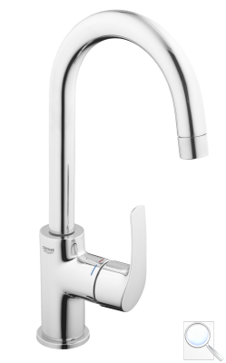 Vysoká umyvadlová baterie Grohe Eurosmart New s výpustí chrom 23537002. 