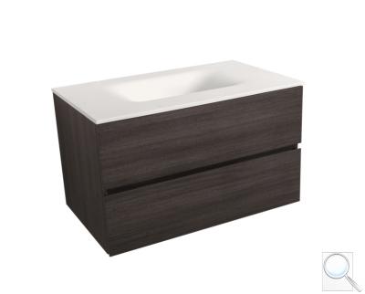 Koupelnová skříňka s umyvadlem bílá mat Naturel Verona 86x51,2x52,5 cm tmavé dřevo VERONA86BMTD 