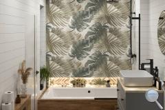 Koupelna Joy Tropical. SIKO-koupelna-jungle-kvetinovy-dekor-s-cernymi-doplnky-serie-joy-tropical-002