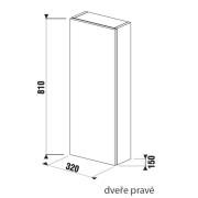 Koupelnová skříňka nízká Jika Cubito 32x15x81 cm bílá H43J4241105001. Technický nákres 2 