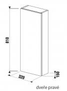 Koupelnová skříňka nízká Jika Cubito 32x15x81 cm bílá H43J4241105001 (Technický nákres 2)