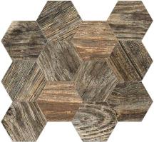 Mozaika Fineza Timber Design stonewash hexagon hnědá
