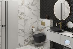 Koupelna Geotiles Aurora. SIKO-koupelna-v-mramoru-v-cernem-a-zlatem-provedeni-s-cernym-walk-in-serie-Aurora-003