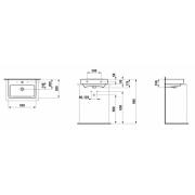 Umyvadlo Laufen Pro 55x38 cm otvor pro baterii, bez přepadu H8179580001561. Technický nákres&nbsp;