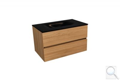 Koupelnová skříňka s umyvadlem černá mat Naturel Verona 86x51,2x52,5 cm světlé dřevo VERONA86CMSD 