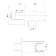 Podomítkový vývod Optima chrom SIKOBSPVD43. Technický nákres&nbsp;