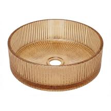 Umyvadlo na desku SAT Purity 36x36 cm jantarová bez otvoru pro baterii, bez přepadu SATGLA3636PA