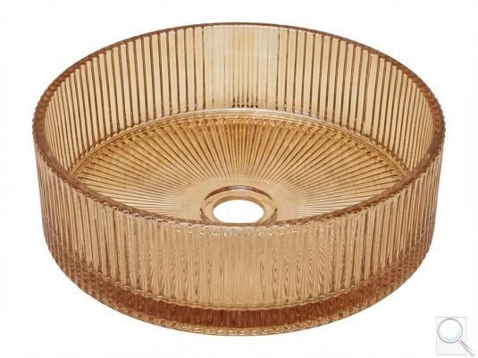 Umyvadlo na desku SAT Purity 36x36 cm jantarová bez otvoru pro baterii, bez přepadu SATGLA3636PA. obr. 1