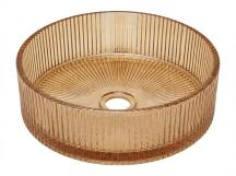 Umyvadlo na desku SAT Purity 36x36 cm jantarová bez otvoru pro baterii, bez přepadu SATGLA3636PA