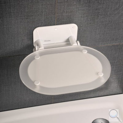 Sprchové sedátko Ravak Ovo Chrome bílá B8F0000028. Clear White - sklopené