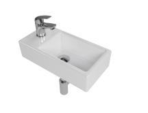 Koupelnový set závěsného levého umývátka Brevis, pákové baterie, sifonu, průtočné zátky a roháčků KSETBRE2L