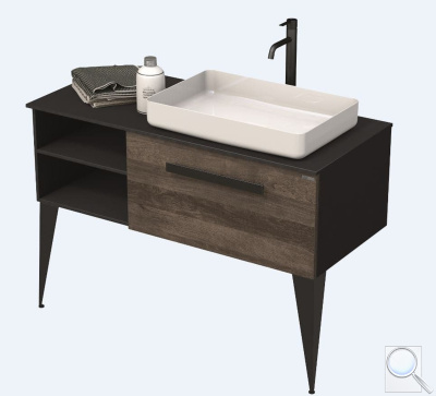 Koupelnová skříňka pod umyvadlo Naturel Luxe 110x36x50 cm černá břidlice/dřevo lesk LUXE110PCDLBU. obr. 1