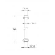 Pisoárová trubička SILFRA Q 1/2x1/2 30 cm AC921 (Technický nákres)