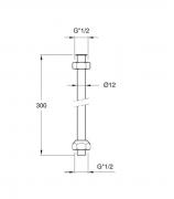 Pisoárová trubička SILFRA Q 1/2x1/2 30 cm AC921 (Technický nákres)