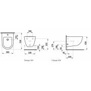 Bidet Laufen Pro závěsný, vnější přívod H8309524003041. Technický nákres