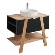Koupelnová skříňka pod umyvadlo na desku Naturel Home 80x73x46 cm ořech/černá mat HOMEUMDC. obr. 4 